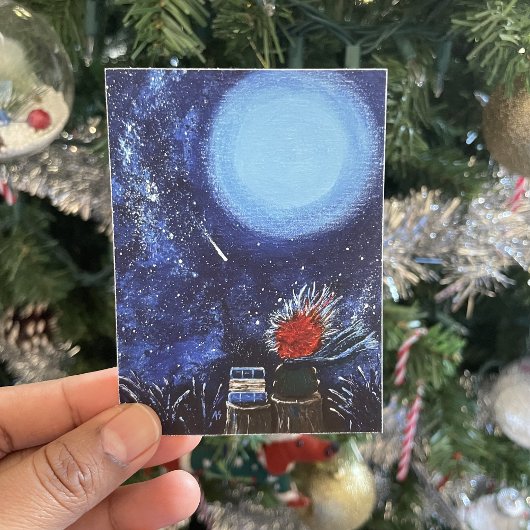 Poster Lune et étoiles Peinture Marine Bleu Lecture Art