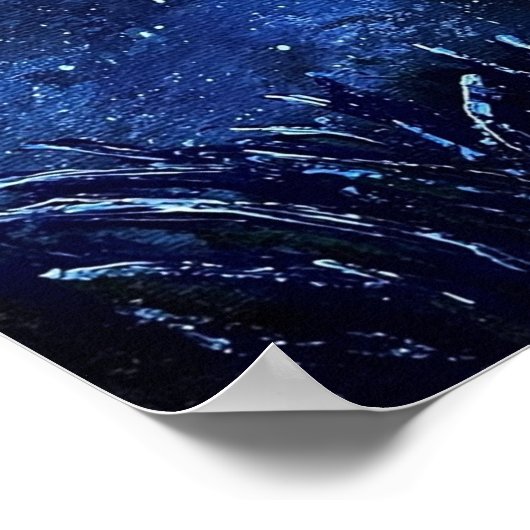 Poster Lune et étoiles Peinture Marine Bleu Lecture Art (Coin)