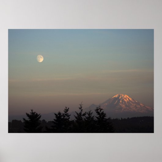 Poster Lune et Mont Ranier à (Devant)