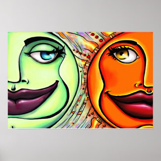 Poster Lune et soleil