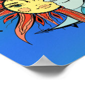 Poster Lune et soleil. illustration de tatouage de style  (Coin)