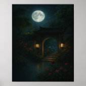 Poster Lune Gate Garden - Mystical imaginaire wall art (Devant)