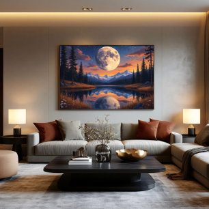 Poster Lune géante : Réflexions nocturnes