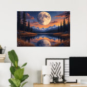 Poster Lune géante : Réflexions nocturnes (Bureau à domicile)