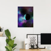Poster Lune habitée parmi les nébuleuses pourpres vertes (Bureau à domicile)