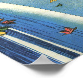 Poster Lune Hiroshige Au-Dessus D'Une Cascade (Coin)