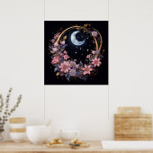 Poster Lune mystique et fleurs (Cuisine)