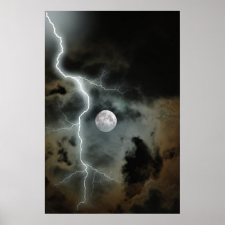Poster Lune orageuse