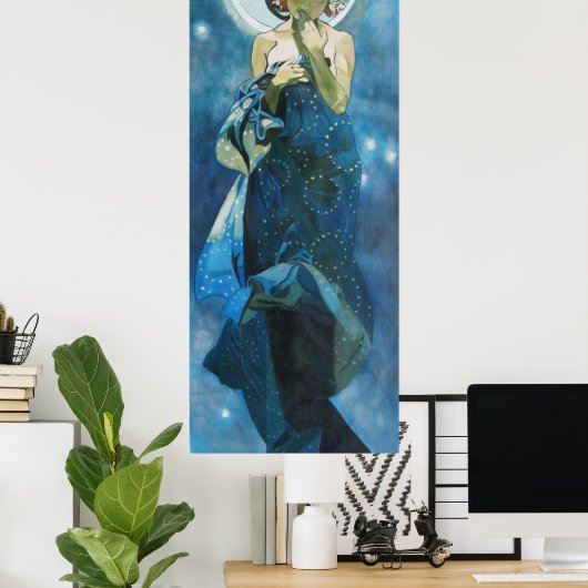 Poster Lune par Alphonse Mucha (Bureau à domicile)