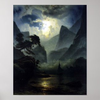 Poster Lune - paysage - Noweigan-fjord