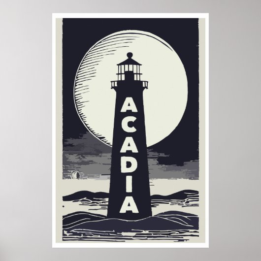 Poster Lune phare du parc national Acadia (Devant)