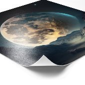 Poster Lune pleine, galaxie magique (Coin)