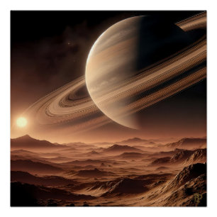 Poster Lune rocheuse d'un géant annelé