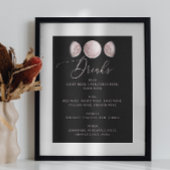 Poster Lune romantique | Bar Mariage noir Boissons Menu S