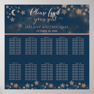 Poster Lune romantique céleste et calligraphie étoiles