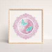 Poster Lune rose complète | Illustration de la lune d'avr