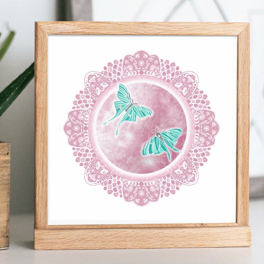 Poster Lune rose complète | Illustration de la lune d'avr