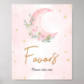 Poster Lune rose et étoiles Baby shower Faveurs (Devant)