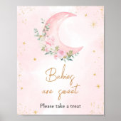 Poster Lune rose et étoiles Baby shower Les bébés sont do (Devant)