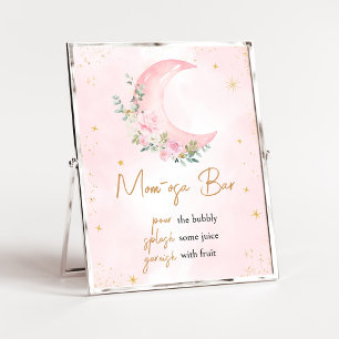 Poster Lune rose et étoiles Baby shower Maman Osa Bar