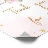 Poster Lune rose et étoiles Merci bébé pour venir (Coin)