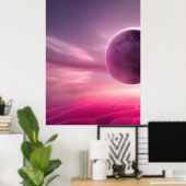 Poster Lune rose - Toile Planète rose (Bureau à domicile)