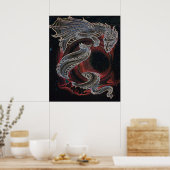 Poster Lune rouge dragon blanc (Cuisine)