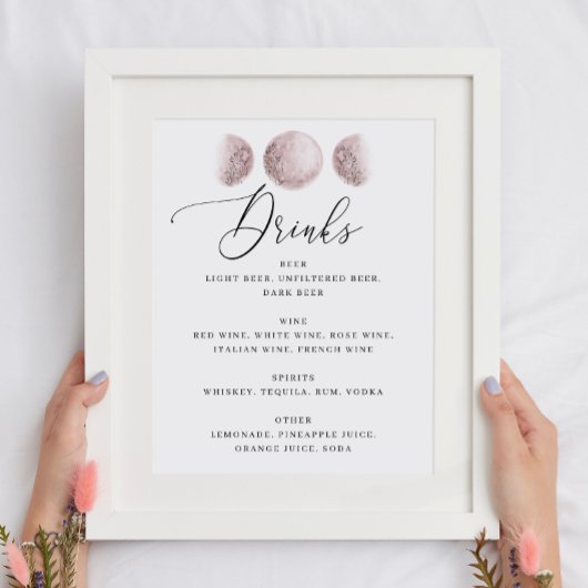 Poster Lune rousse. Céleste Bar Mariage Boissons Menu Sig