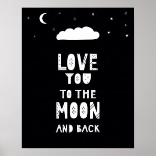 Poster Lune scandi moderne et pépinière arrière