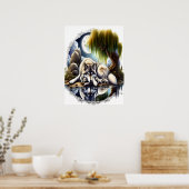 Poster Lune Sérénité Un Loup Slumpteur 18x24 (Cuisine)