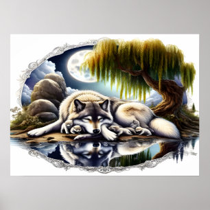 Poster Lune Sérénité Un Loup Slumpteur 24x18