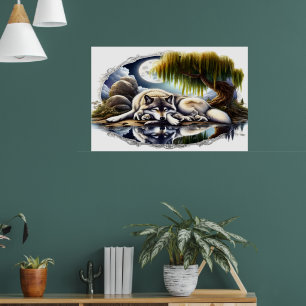 Poster Lune Sérénité Un Loup Slumpteur 36x24