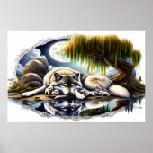 Poster Lune Sérénité Un Loup Slumpteur 36x24 (Devant)
