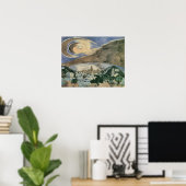 Poster Lune sur Barcelone par Walter Gramatte (Bureau à domicile)