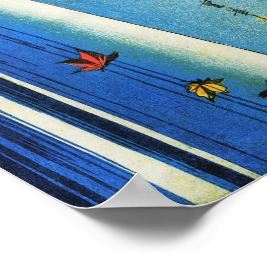 Poster Lune sur cascade Hiroshige Art japonais (Coin)