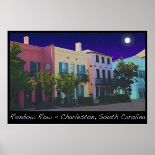 Poster Lune sur la ligne arc-en-ciel