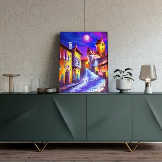 Poster Lune sur l'affiche de peinture du château