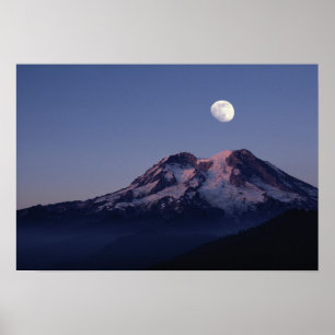 Poster Lune sur le Mont Rainier