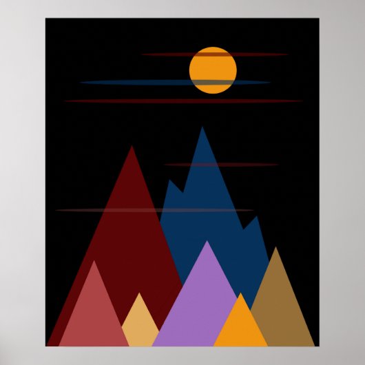 Poster Lune sur les montagnes #2 (Devant)
