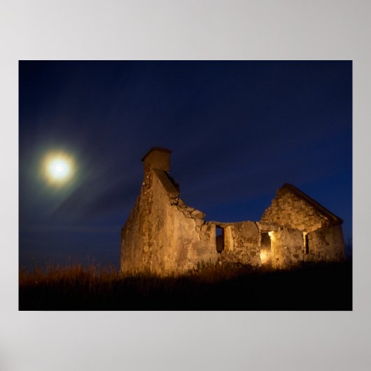 Poster Lune sur les ruines des chalets | Comté de Galway, (Devant)