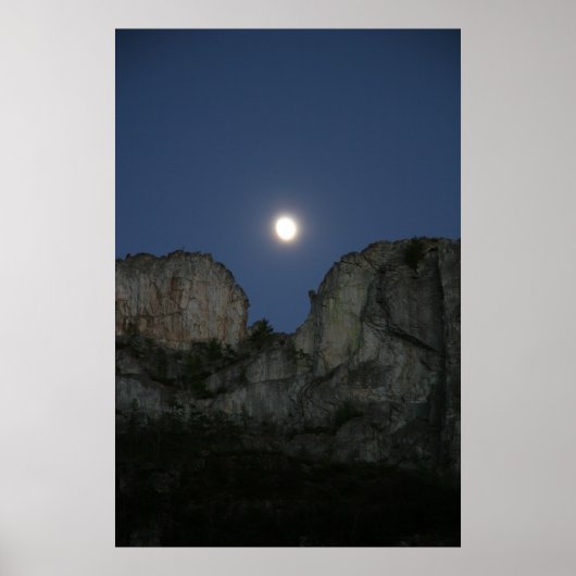 Poster Lune sur Seneca Rock, Virginie-Occidentale (Devant)