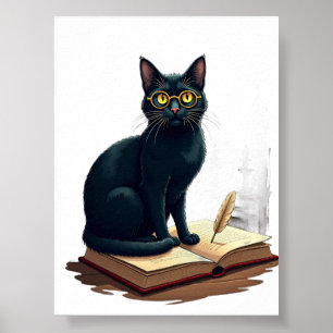 Poster Lunettes de lecture pour chat de l'Académie Sombre