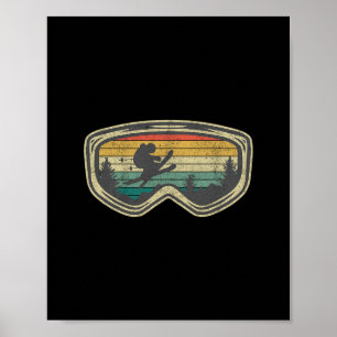 Poster Lunettes de Ski Montagne Neige Ski Retro Vacances