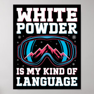 Poster Lunettes de ski rétro Snowboard Blanc Powder est m