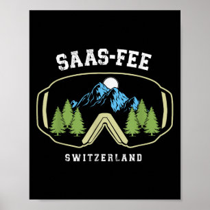Poster Lunettes de ski Saas-fee Station suisse Alpes suis