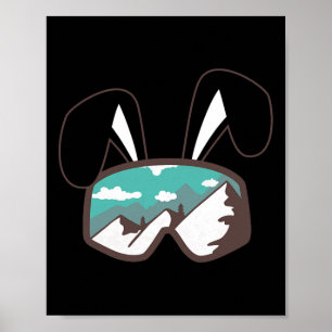 Poster Lunettes de ski snowboard oreilles de lapin cadeau