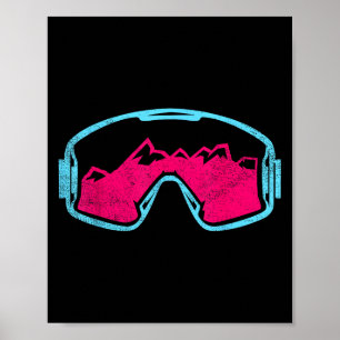 Poster Lunettes de ski snowboard rétro vintage 80s 90s Sk