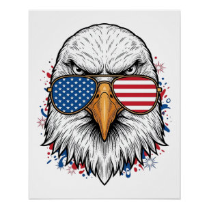 Poster Lunettes de soleil aigle patriotique Vintage Vecto