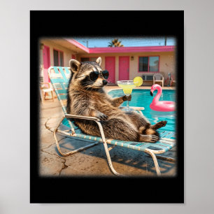 Poster Lunettes de soleil de raton laveur cool margarita