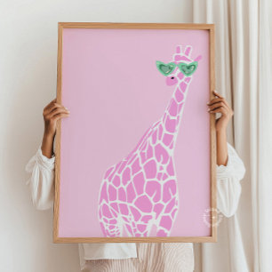 Poster Lunettes de soleil en Giraffe rose Art mur - Poste